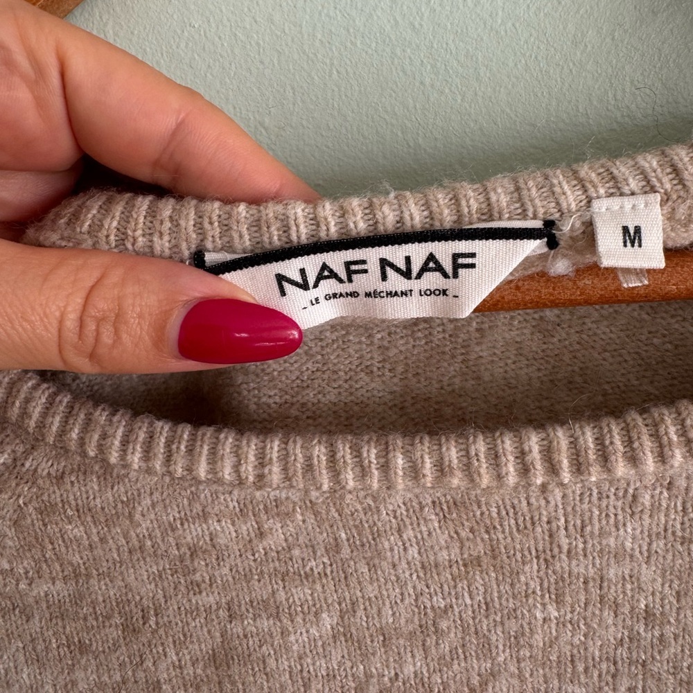 NAF NAF Women's Sweater in Soft Tan - Picture 3 of 8